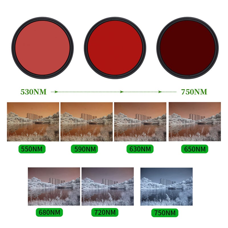 FOTGA 67mm Six-in-One Adjustable Variable Infrared Filter IR Pass X-Ray Lens Filter 530nm to 650nm 680nm 720nm 750nm Lens Filter for DSLR Camera - Image 2